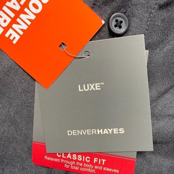 Suede like  DENVER HAYES LUXE MENS FITTED DRESS SHIRT SIZE MEDIUM /CHARCOAL - Picture 5 of 11